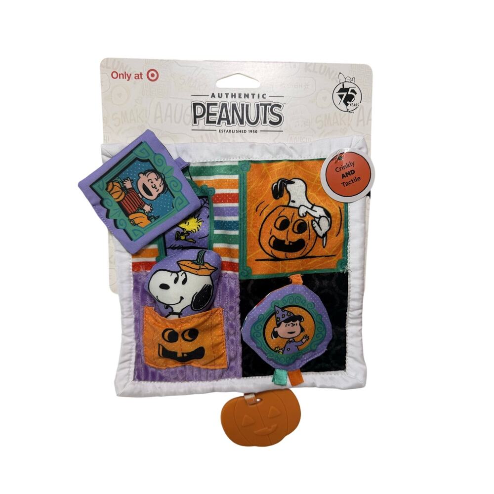 Peanuts Halloween Baby Crinkle Square Sensory Toy Snoopy Linus